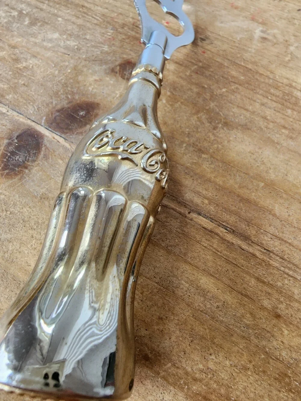 Vintage Coca Cola Bottle Opener Heavy Metal Gold Color 1996 Coke